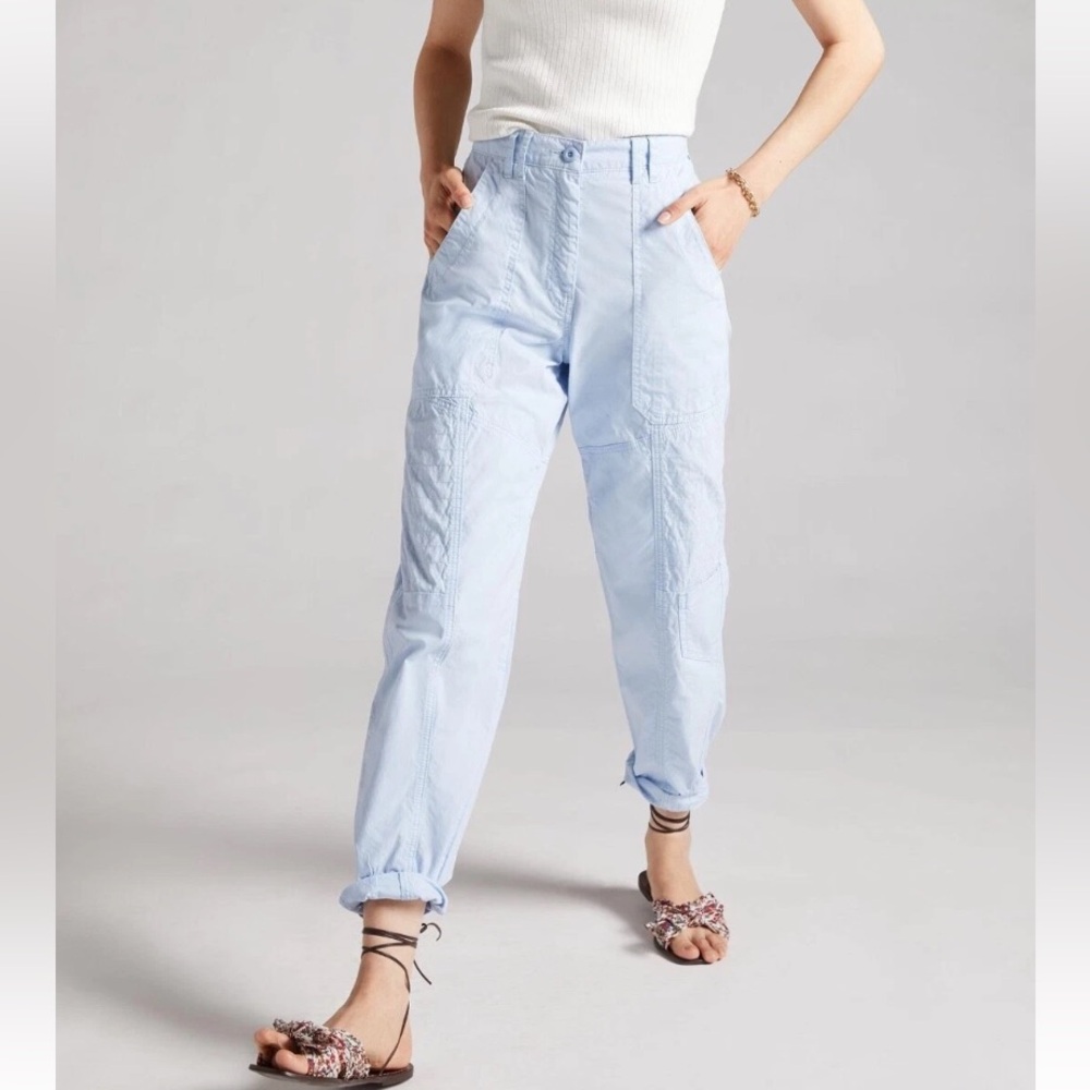 Maeve Light Blue Tapered Cargo Pants Womens 6